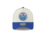 Men's Edmonton Oilers Conference Side Patch NHL New Era 9Forty A-Frame Snapback Hat - Cream
