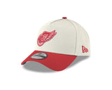 Men's Detroit Red Wings Conference Side Patch NHL New Era 9Forty A-Frame Snapback Hat - Cream