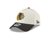 Men's Chicago Blackhawks Conference Side Patch NHL New Era 9Forty A-Frame Snapback Hat - Cream