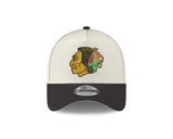 Men's Chicago Blackhawks Conference Side Patch NHL New Era 9Forty A-Frame Snapback Hat - Cream