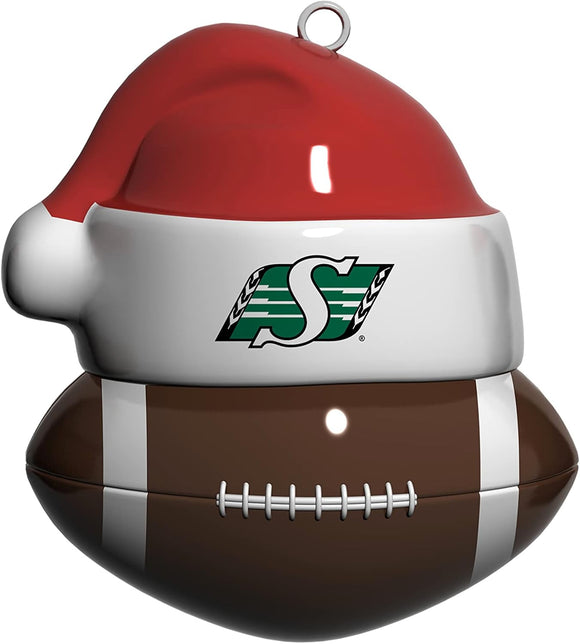 Saskatchewan Roughriders Santa CFL Football Ceramic Christmas Ornament By The Sports Vault