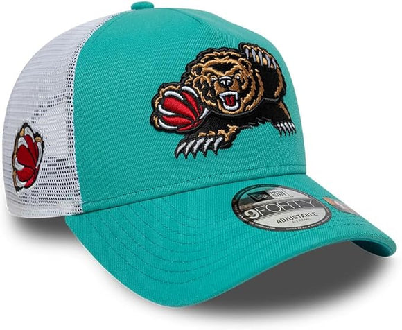 Men's New Era NBA Vancouver Grizzlies 9FORTY A-Frame Classic Snapback Trucker Hat - Turquoise/White