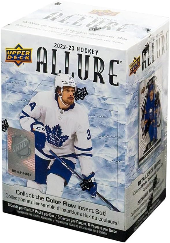 2022-23 Upper Deck Allure Hockey Blaster Box 5 packs, with 5 cards per pack.