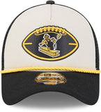 Men's Pittsburgh Steeleres New Era 2024 Sideline Historic 9FORTY A-Frame Trucker Adjustable Hat