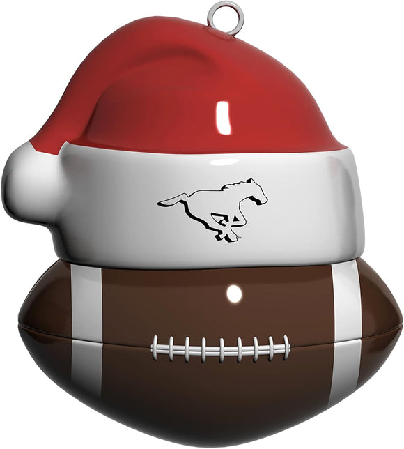 Calgary Stampeders Santa CFL Football Ceramic Christmas Ornament By The Sports Vault
