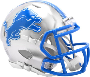 NFL Football Riddell 2024 Detroit Lions Mini Revolution Speed Replica Helmet (Copy)