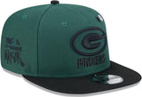 Men's New Era Green/Black Green Bay Packers 2024 Inspire Change A-Frame 9FIFTY Snapback Hat