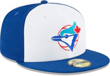 Men's Toronto Blue Jays New Era White/Royal Cooperstown Logo 59FIFTY Fitted Hat