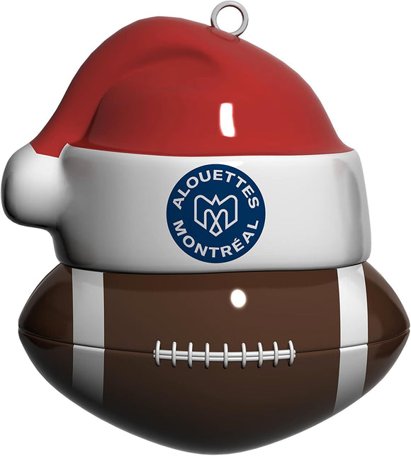 Montreal Alouettes Santa CFL Football Ceramic Christmas Ornament By The Sports Vault