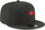 Men's New Era Toronto Blue Jays Blackout 59Fifty Fitted Hat Black on Black Red Leaf Hat