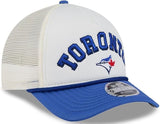 New Era 9FORTY MLB Toronto Blue Jays Chrome Arch M-Crown A-Frame Rope Adjustable Trucker Snapback Cap - White