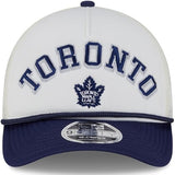 New Era 9FORTY NHL Toronto Maple Leafs Chrome Arch M-Crown A-Frame Adjustable Trucker Snapback Cap - White