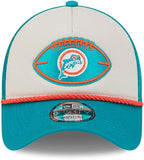 Men's Miami Dolphins New Era 2024 Sideline Historic 9FORTY A-Frame Trucker Adjustable Hat