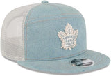 Men's New Era NHL Toronto Maple Leafs Denim Split Panel 9FIFTY Adjustable Hat - Blue