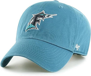Men's Florida Marlins MLB '47 Brand Teal Vintage Clean Up Adjustable Hat
