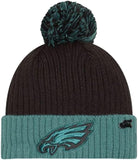 Men's New Era Black/Green Philadelphia Eagles 2024 Inspire Change Cuffed Knit Hat with Pom