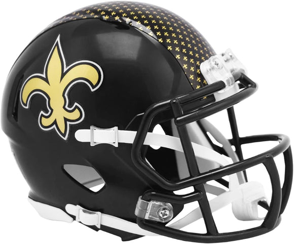 NFL Football Riddell New Orleans Saints Alternate On Field Mini Revolution Speed Replica Helmet