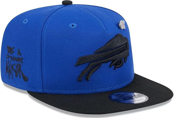 Men's New Era Blue/Black Buffalo Bills 2024 Inspire Change A-Frame 9FIFTY Snapback Hat