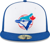 Men's Toronto Blue Jays New Era White/Royal Cooperstown Logo 59FIFTY Fitted Hat