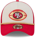 Men's San Francisco 49ers New Era 2024 Sideline Historic 9FORTY A-Frame Trucker Adjustable Hat