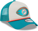 Men's Miami Dolphins New Era 2024 Sideline Historic 9FORTY A-Frame Trucker Adjustable Hat