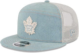 Men's New Era NHL Toronto Maple Leafs Denim Split Panel 9FIFTY Adjustable Hat - Blue