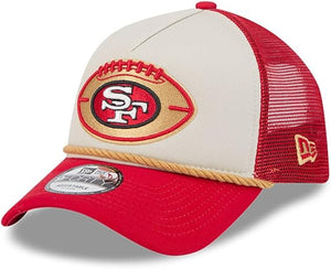 Men's San Francisco 49ers New Era 2024 Sideline Historic 9FORTY A-Frame Trucker Adjustable Hat