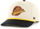 Men's '47 Brand NHL Vancouver Canucks Natural Rope TT Hitch Adjustable Snapback Hat - Beige/Black