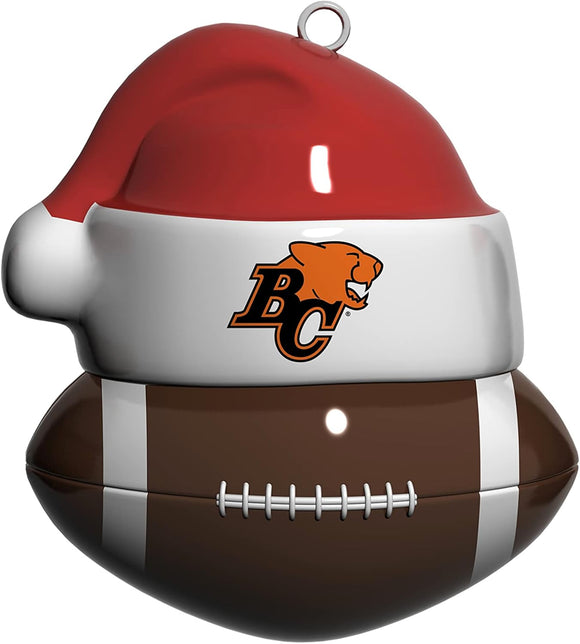 BC Lions Santa CFL Football Ceramic Christmas Ornament By The Sports Vault