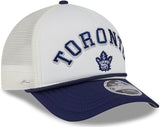 New Era 9FORTY NHL Toronto Maple Leafs Chrome Arch M-Crown A-Frame Adjustable Trucker Snapback Cap - White