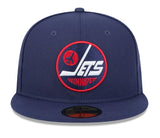 Men's Winnipeg Jets NHL Hockey New Era Core 59FIFTY Fitted Hat - Navy