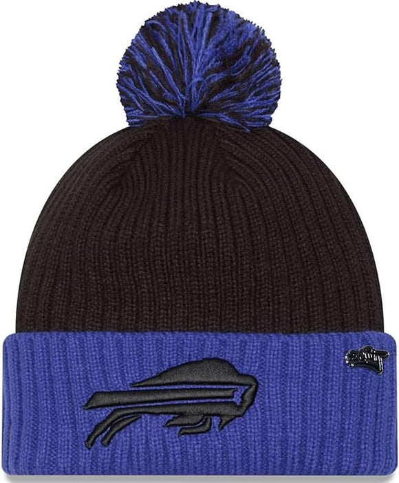 Men's New Era Black/Royal Buffalo Bills 2024 Inspire Change Cuffed Knit Hat with Pom
