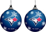 Toronto Blue Jays Primary Logo Light Up Single Ball Christmas Ornament Snowy - 2 Pack