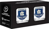 Toronto Maple Leafs Retro Logo Rocks Glass Set of Two 10oz NHL Hockey - The Sports Vault