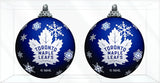 Toronto Maple Leafs Primary Logo Light Up Single Ball Christmas Ornament Snowy - 2 Pack