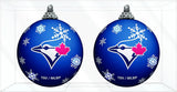Toronto Blue Jays Primary Logo Light Up Single Ball Christmas Ornament Snowy - 2 Pack