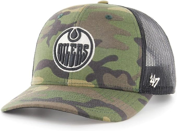 Men's Camo Edmonton Oilers Trucker '47 Brand Snapback Tucker Hat