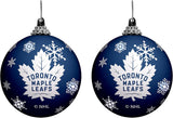 Toronto Maple Leafs Primary Logo Light Up Single Ball Christmas Ornament Snowy - 2 Pack