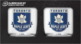 Toronto Maple Leafs Retro Logo Rocks Glass Set of Two 10oz NHL Hockey - The Sports Vault