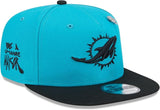 Men's New Era Aqua/Black Miami Dolphins  2024 Inspire Change A-Frame 9FIFTY Snapback Hat