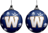 Winnipeg Blue Bombers Primary Logo Light Up Single Ball Christmas Ornament Snowy - 2 Pack