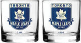 Toronto Maple Leafs Retro Logo Rocks Glass Set of Two 10oz NHL Hockey - The Sports Vault