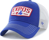 Men's Montreal Expos MLB 47 Brand Royal Carver Clean Up Trucker Snapback