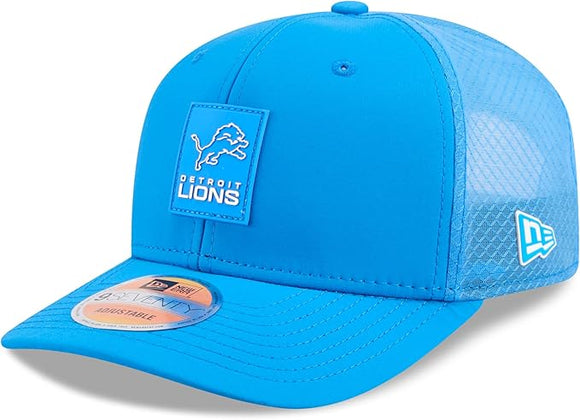 Detroit Lions New Era 2025 Sideline 9SEVENTY Adjustable Trucker Hat - Blue