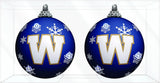 Winnipeg Blue Bombers Primary Logo Light Up Single Ball Christmas Ornament Snowy - 2 Pack