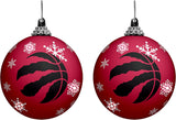 Toronto Raptors Primary Logo Light Up Single Ball Christmas Ornament Snowy - 2 Pack