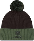Men's New Era Black/Green Green Bay Packers 2024 Inspire Change Cuffed Knit Hat with Pom