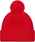 Women's New Era NBA Basketball Toronto Raptors Cabled Red Cuffed Pom Knit Hat