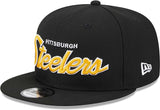 Men’s NFL Pittsburgh Steelers New Era Evergreen Script 9FIFTY Snapback Hat – Black