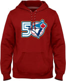 Men's Toronto Blue Jays MLB Baseball 50th Anniversary Logo Hooded Sweatshirt - Red